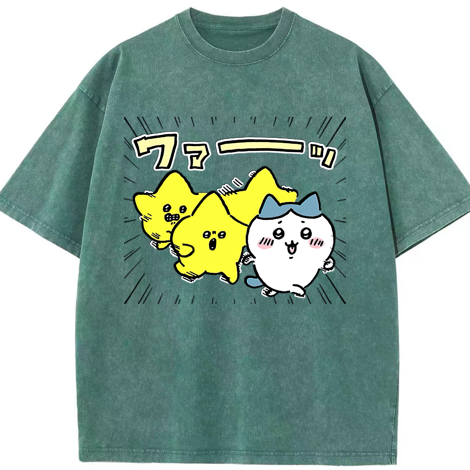 （画像用） ちいかわ 流れ星 Chii-kawa Shooting star 綿100% ヴィンテージ風 半袖Tシャツ（フロントプリント）